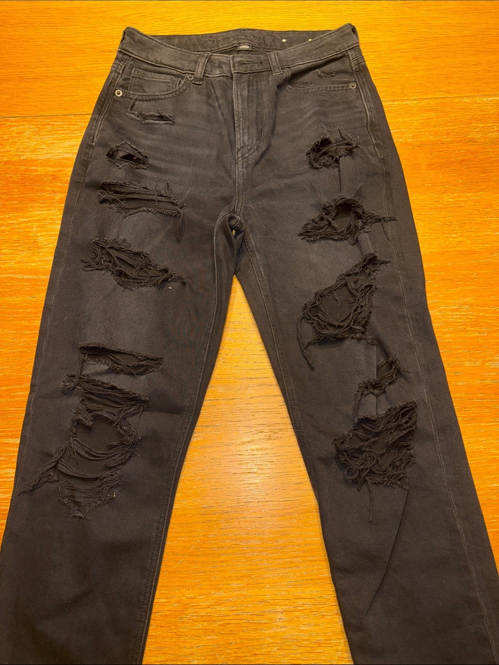 American Eagle Outfitters Black Ripped Slim Straight Jeans
